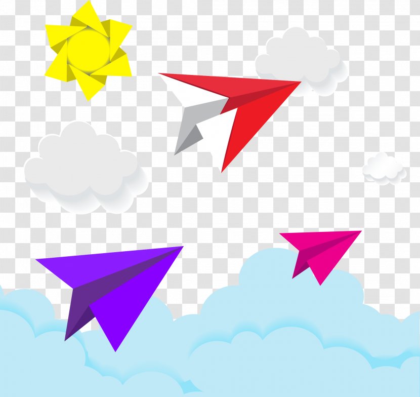 Paper Plane Airplane Clip Art - Triangle - Vector Cartoon Transparent PNG