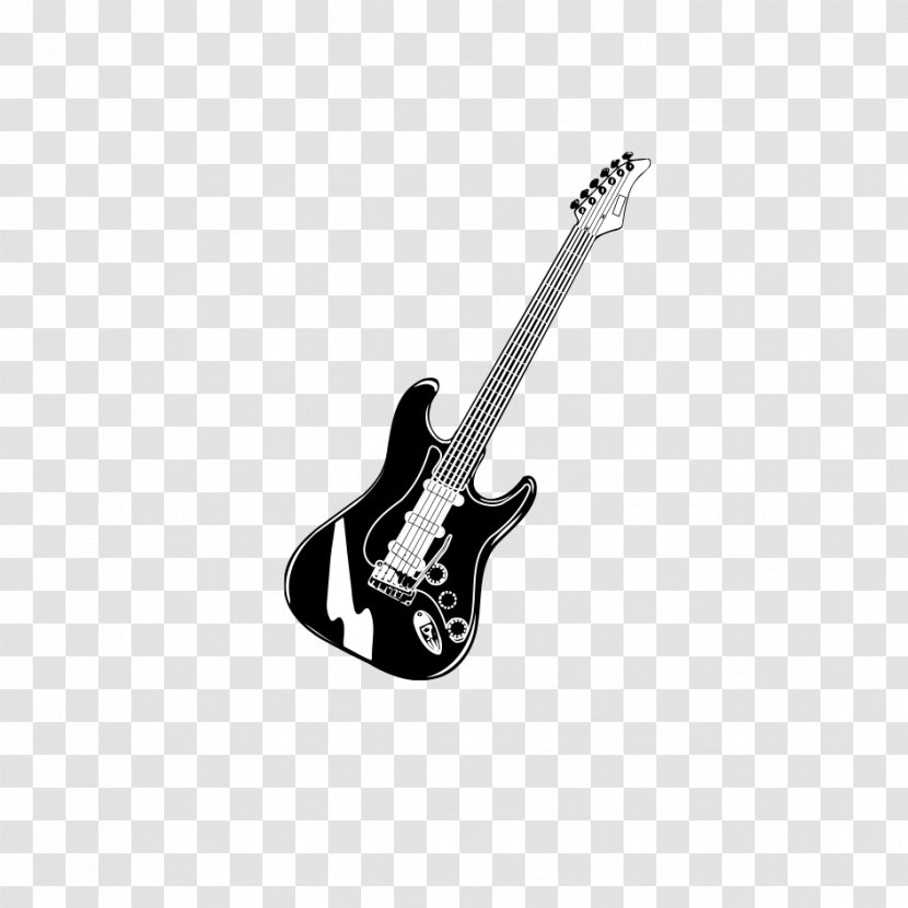 Bass Guitar Musical Instrument Black And White Electric String - Tree Transparent PNG