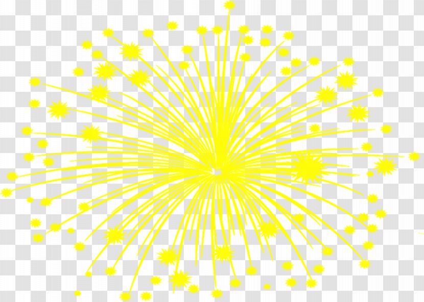 Yellow Flowering Plant Pattern - Symmetry - Yellow-painted New Year Fireworks Transparent PNG