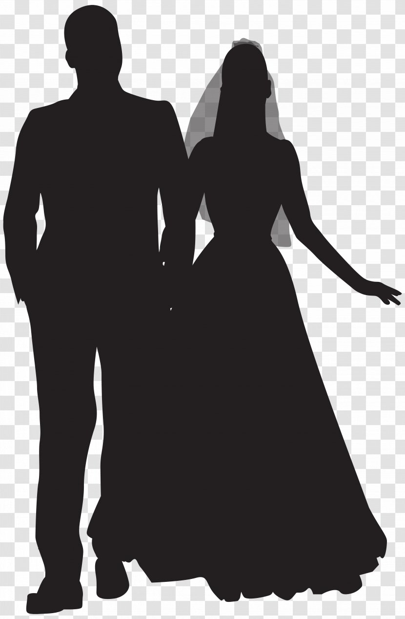 Silhouette Wedding Couple Clip Art - Dress Transparent PNG