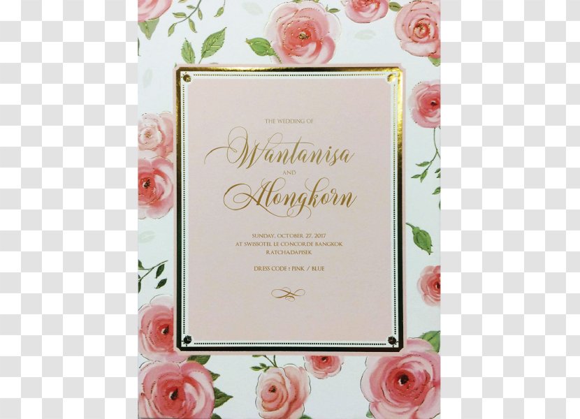 Floral Design Wedding Invitation Greeting & Note Cards Picture Frames - Pink Transparent PNG