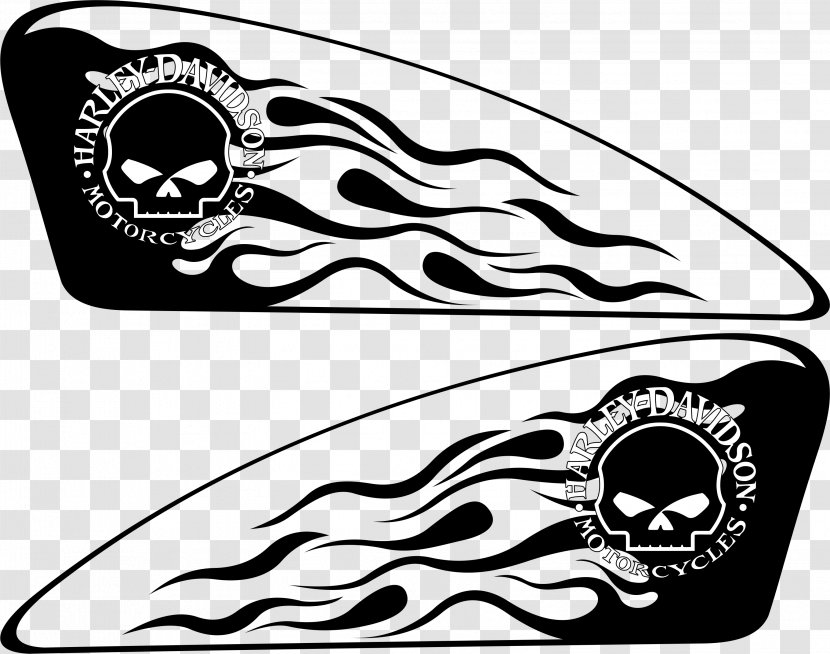 Harley-Davidson Motorcycle Stencil Air Brushes Decal - Black - Patterned Vinyl Flames Transparent PNG