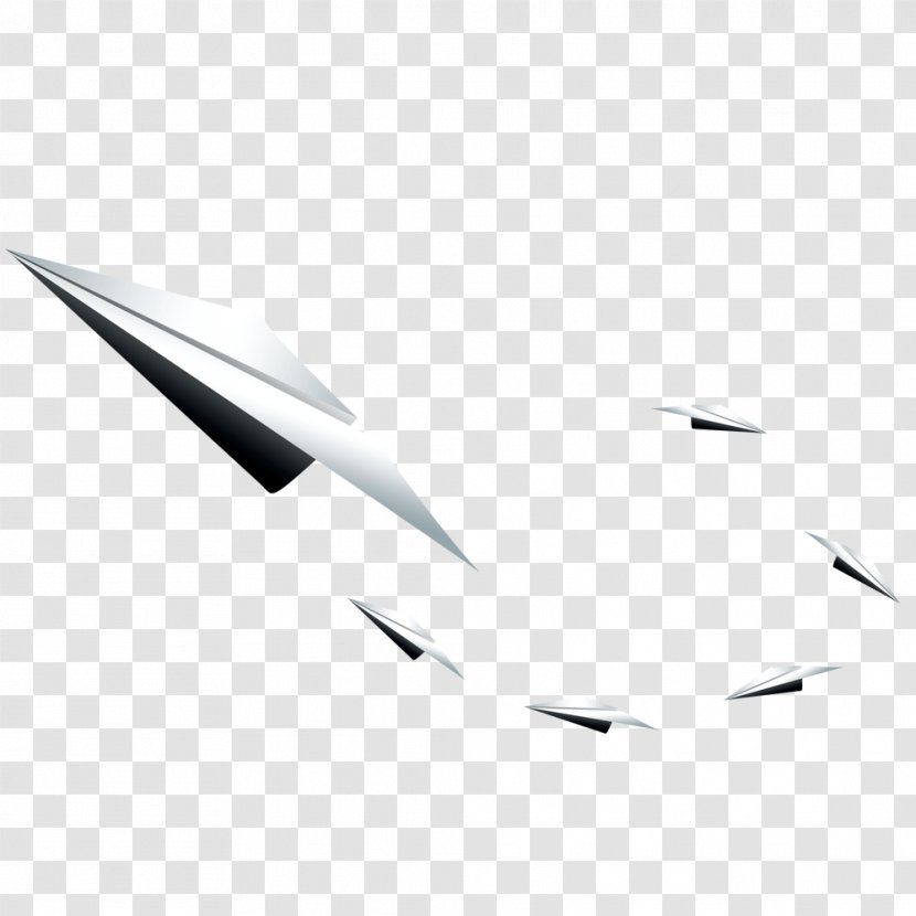 Line Black And White Angle Point - Paper Airplane Fly Transparent PNG