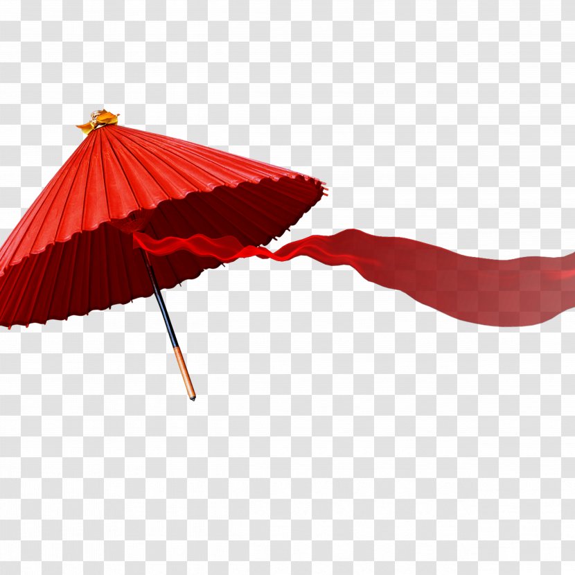 China Wind Jiangnan Water Village Red Paper Umbrella Decoration Transparent PNG