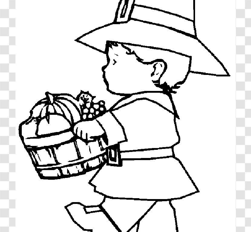 Coloring Book Pilgrims Thanksgiving Boy - Watercolor - Disney Images Transparent PNG