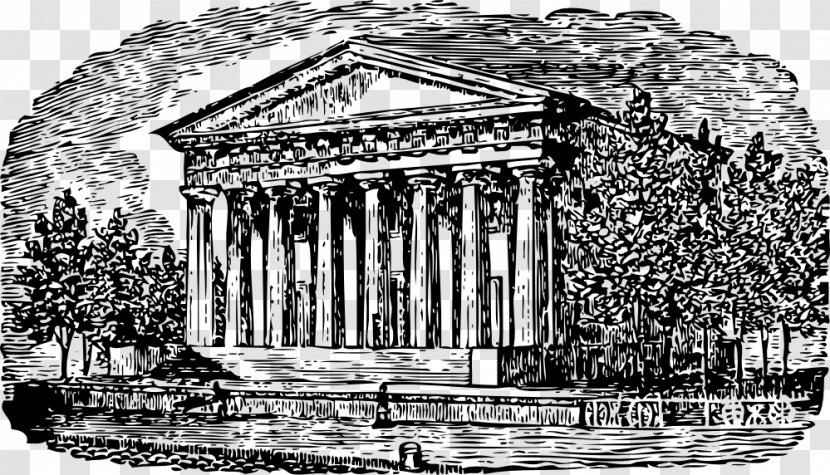Column Building Drawing - Black And White - House Transparent PNG