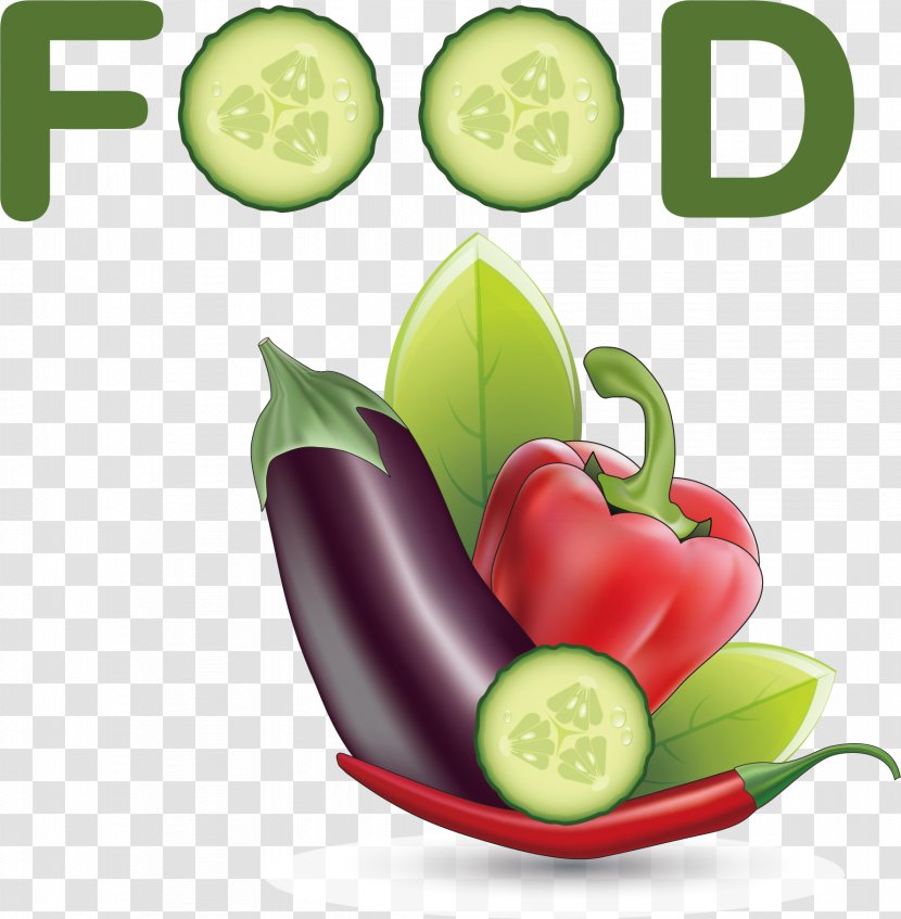 Organic Food Health - Cartoon Eggplant Chili Transparent PNG