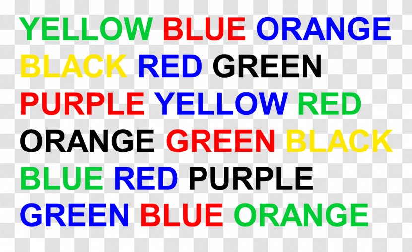 Stroop Effect Word Color Optical Illusion Game - Name Transparent PNG