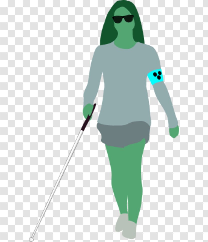 White Cane Visual Impairment Walking Stick Clip Art - Blindfold - Blind Man Cartoon Transparent PNG