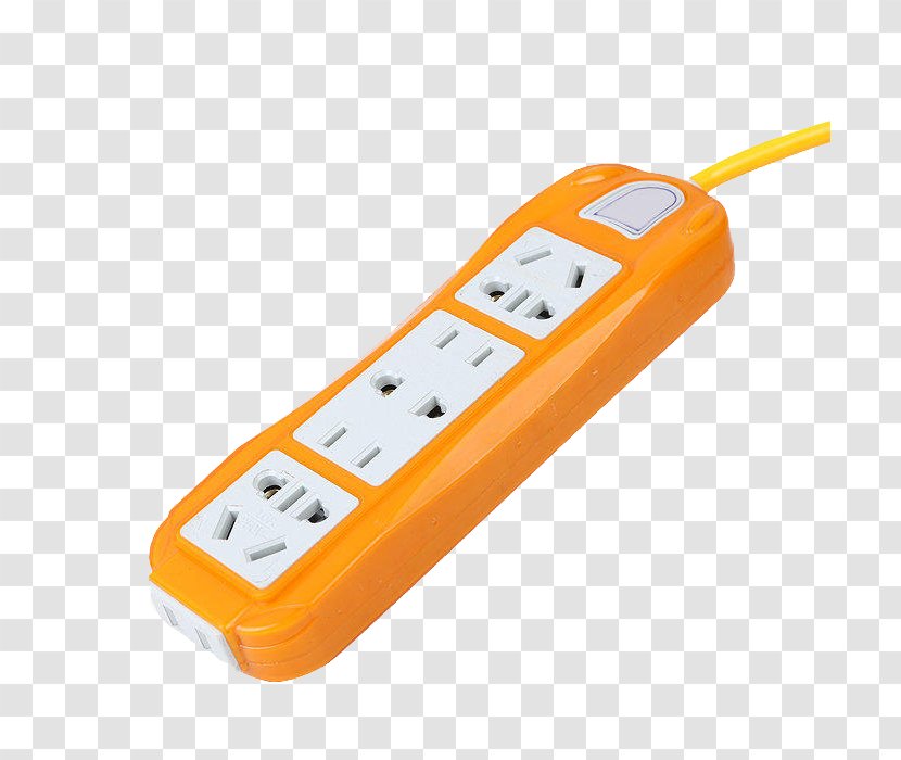 Electricity Extension Cord Power - Electronics Accessory - Orange Strips Transparent PNG