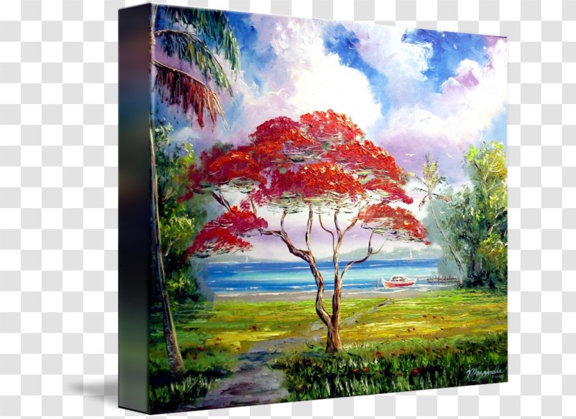 Acrylic Paint Modern Art Oil Painting Reproduction Watercolor - Royal Poinciana Transparent PNG