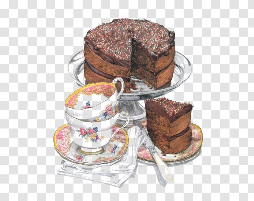Tea Chocolate Cake Fruitcake Cupcake - British Afternoon Transparent PNG