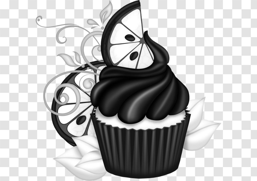 Cupcake Drawing Pastry Buttercream - Black And White - Cake Transparent PNG