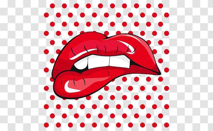 Pop Art Illustration - Silhouette - Red Lips Transparent PNG