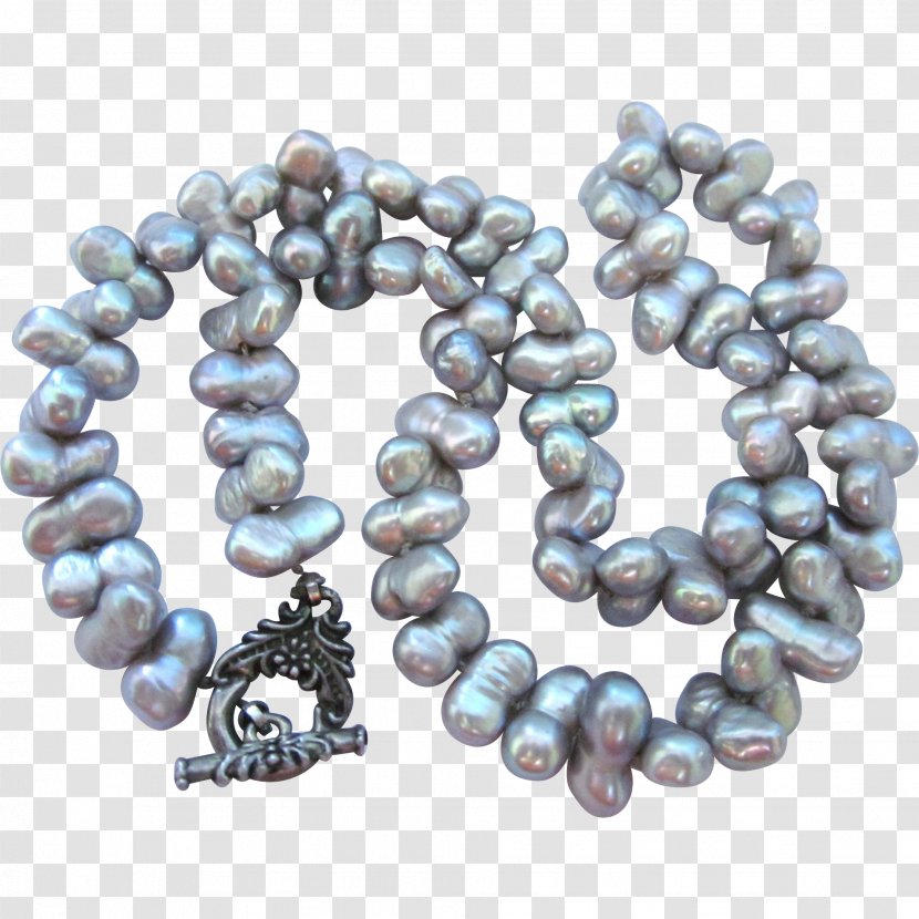 Cultured Freshwater Pearls Bracelet Sterling Silver Necklace - Grey Transparent PNG