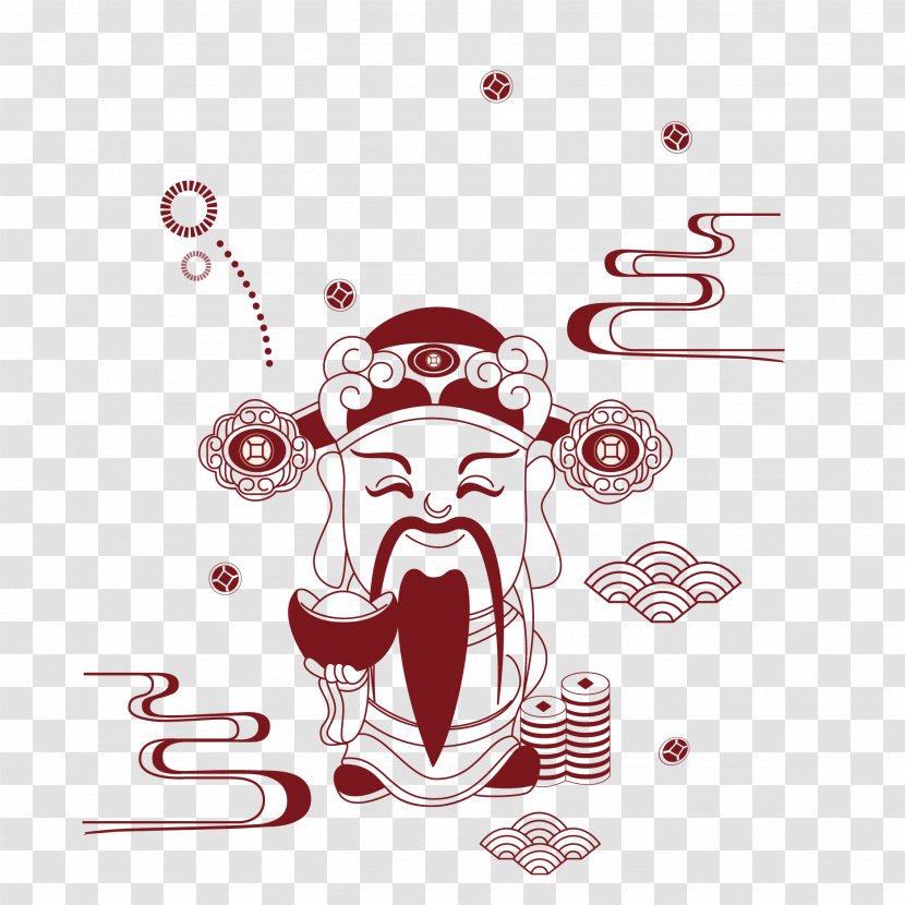 Lichun Caishen Chinese New Year Zodiac - Watercolor - Vector Cartoon God Of Wealth Transparent PNG