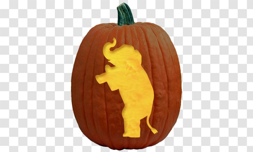 Jack-o'-lantern Pumpkin Carving Stencil Pattern - Jacko Lantern - Elephant Motif Transparent PNG