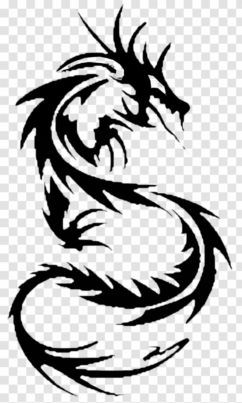 Chinese Dragon Wall Decal Art Clip - Black And White - Tattoo Transparent PNG