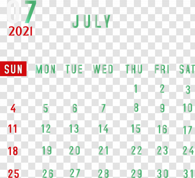 July 2021 Printable Calendar 2021 Monthly Calendar Printable 2021 Monthly Calendar Template Transparent PNG