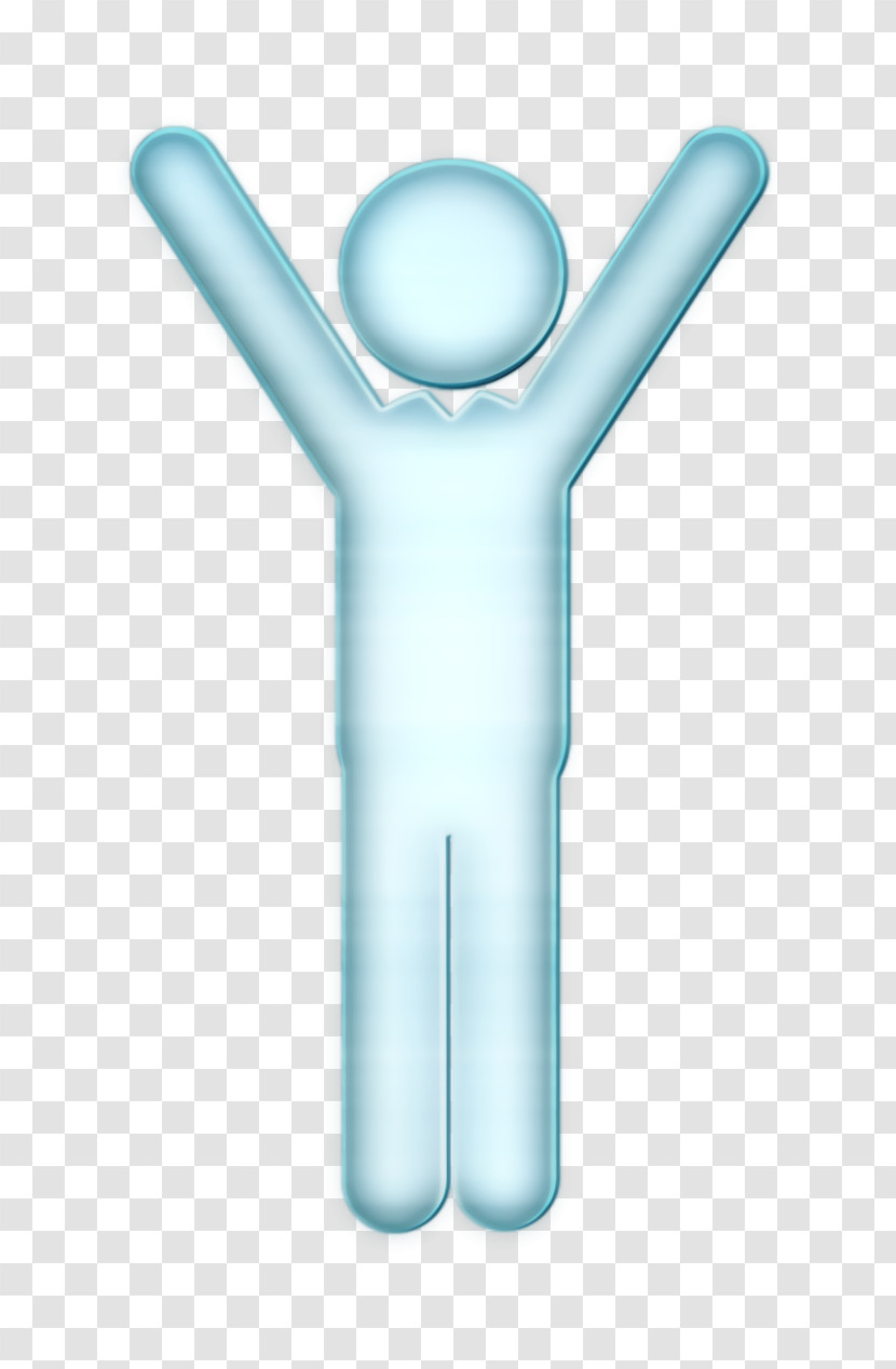 People Icon Man Icon Standing Male Silhouette With Raised Arms Icon Transparent PNG