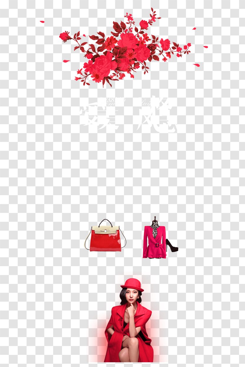 Clip Art - Red - Beautiful Women Transparent PNG