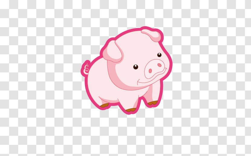 Domestic Pig Cartoon Clip Art - Like Mammal - Pink Transparent PNG