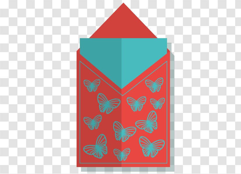 Paper Red Envelope - Teal - Vector Decorative Butterfly Transparent PNG