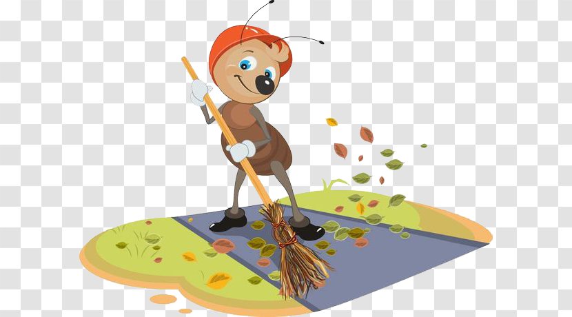 Cleaner Janitor Broom Stock Illustration - Sweeping Ants Transparent PNG