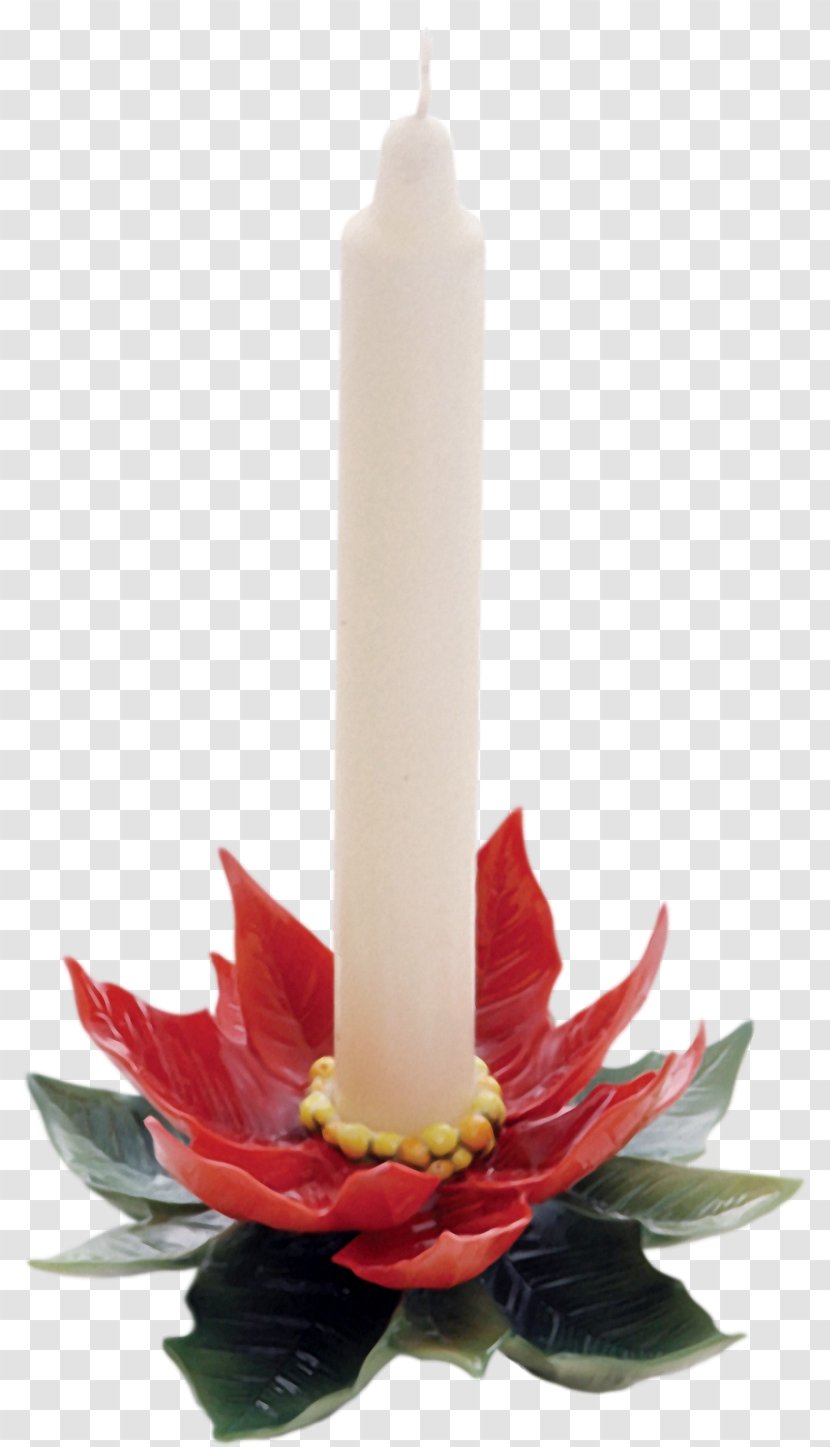 Poinsettia Candlestick Porcelain Franz - Lighting - Candle Transparent PNG