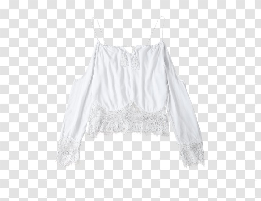 Sleeve Shoulder Clothes Hanger Ruffle Blouse - Lace - White Transparent PNG
