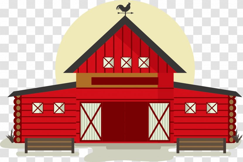 Building Barn Illustration - Cartoon - Red Farm Warehouse Transparent PNG