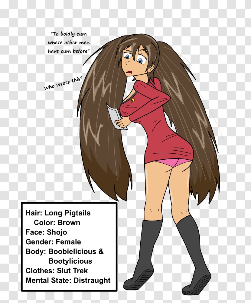 DeviantArt Clothing Brown Hair Pigtail - Silhouette - Slut Transparent PNG