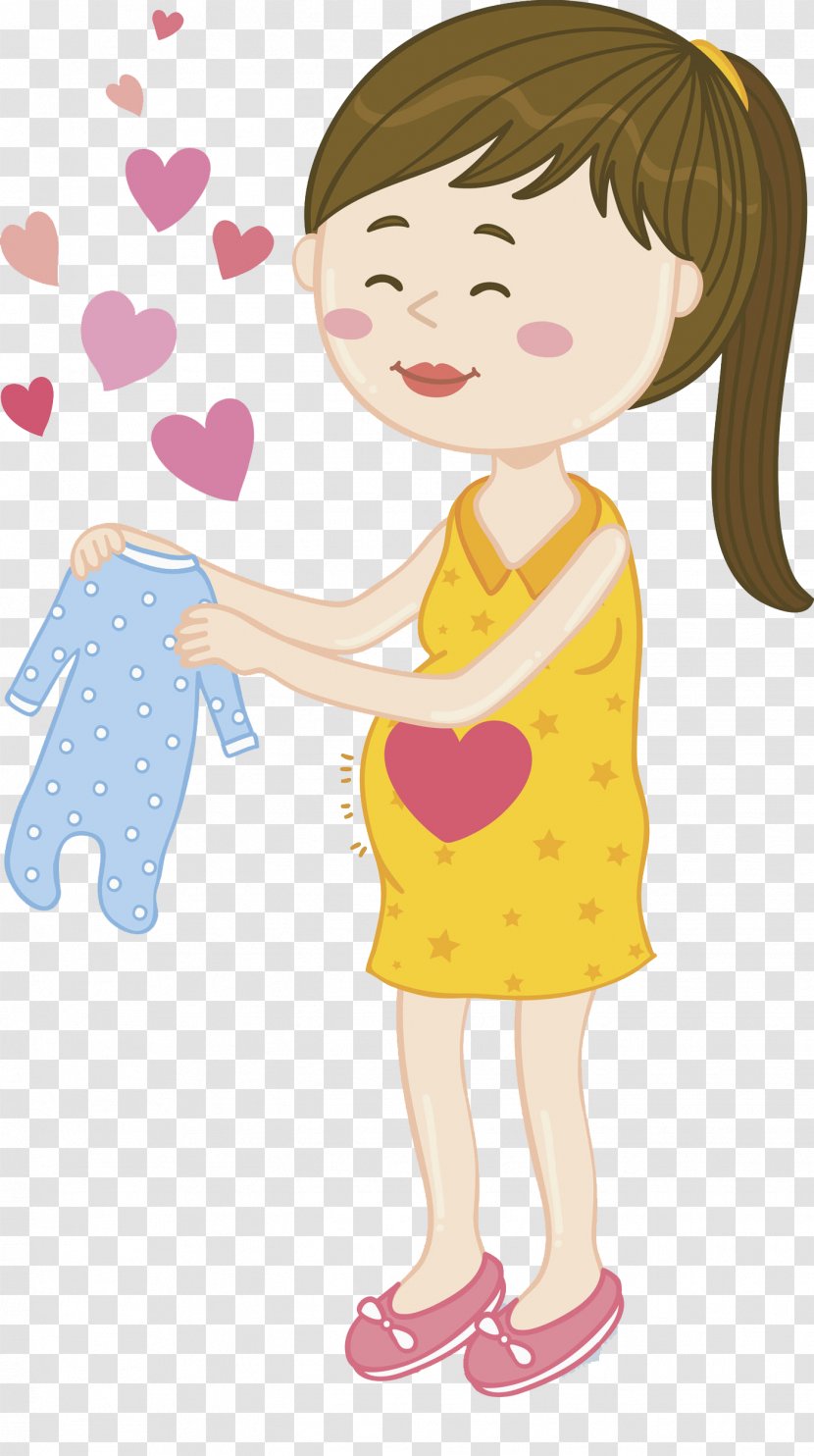 Drawing Pregnancy Clip Art - Flower - Pregnant Women With Long Hair Transparent PNG