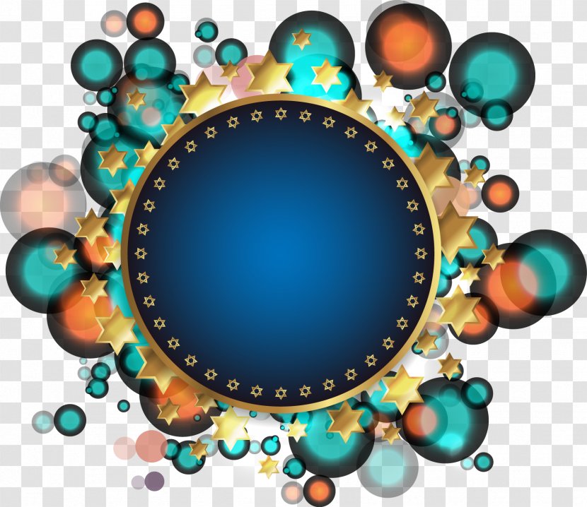 Turquoise Circle Illustration - Jewellery - Vector Colored Stars Pattern Decorative Circular Title Transparent PNG