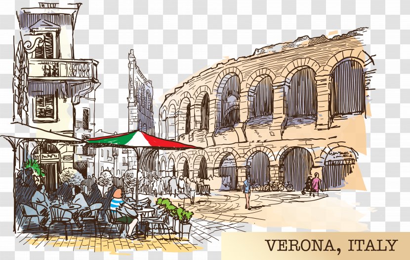 Verona Drawing Sketch - Facade - Drawings Italy Transparent PNG