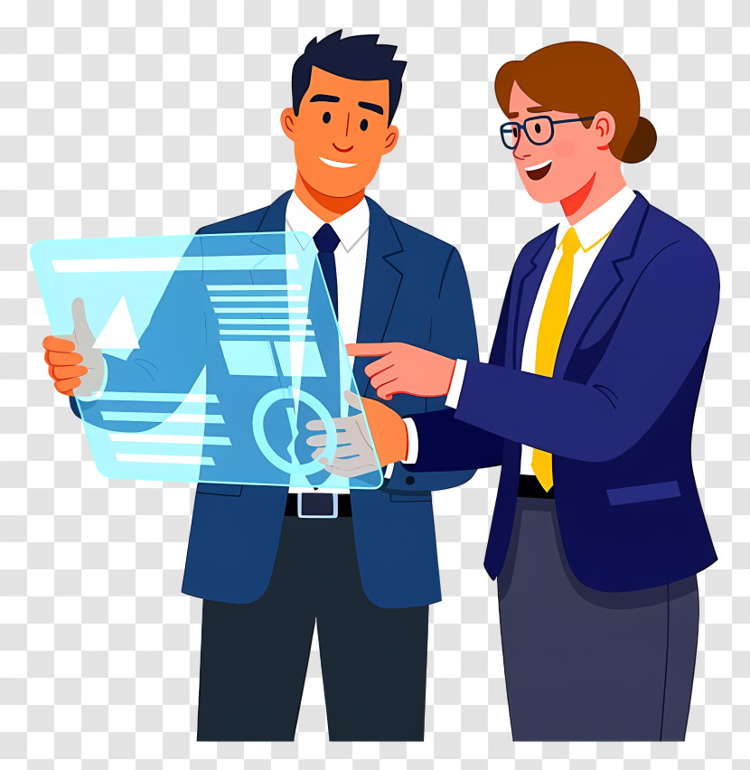 Professionals Reviewing Holographic Display Transparent PNG