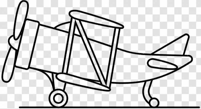 Design Angle Black & White - Biplane - M Line Art Transparent PNG