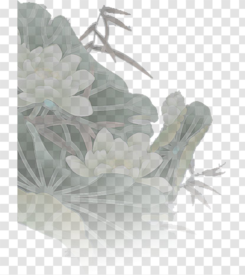 Floral Design Gongbi - Leaf - Meticulous Lotus Transparent PNG