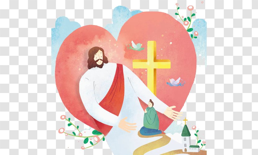 Cartoon Crucifixion Illustration - Watercolor - Cross Of Jesus Transparent PNG