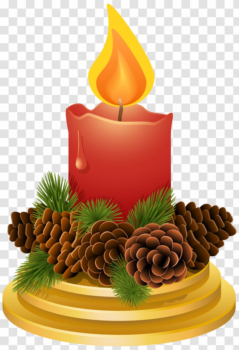 Christmas Candle Clip Art - Torte - With Pinecones Clipart Image Transparent PNG