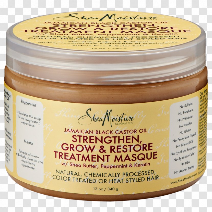 Shea Moisture Jamaican Black Castor Oil Shampoo SheaMoisture Strengthen, Grow & Restore Leave-In Conditioner Treatment Masque Transparent PNG