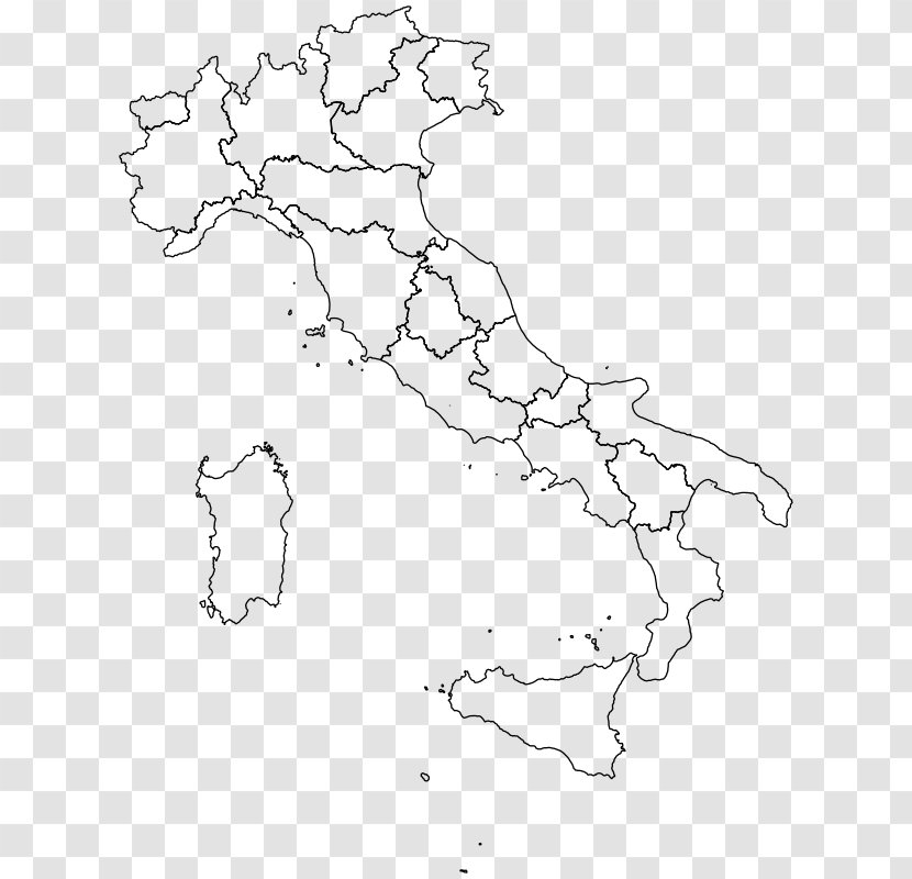 Regions Of Italy Vector Map Clip Art - Line - Italian Transparent PNG