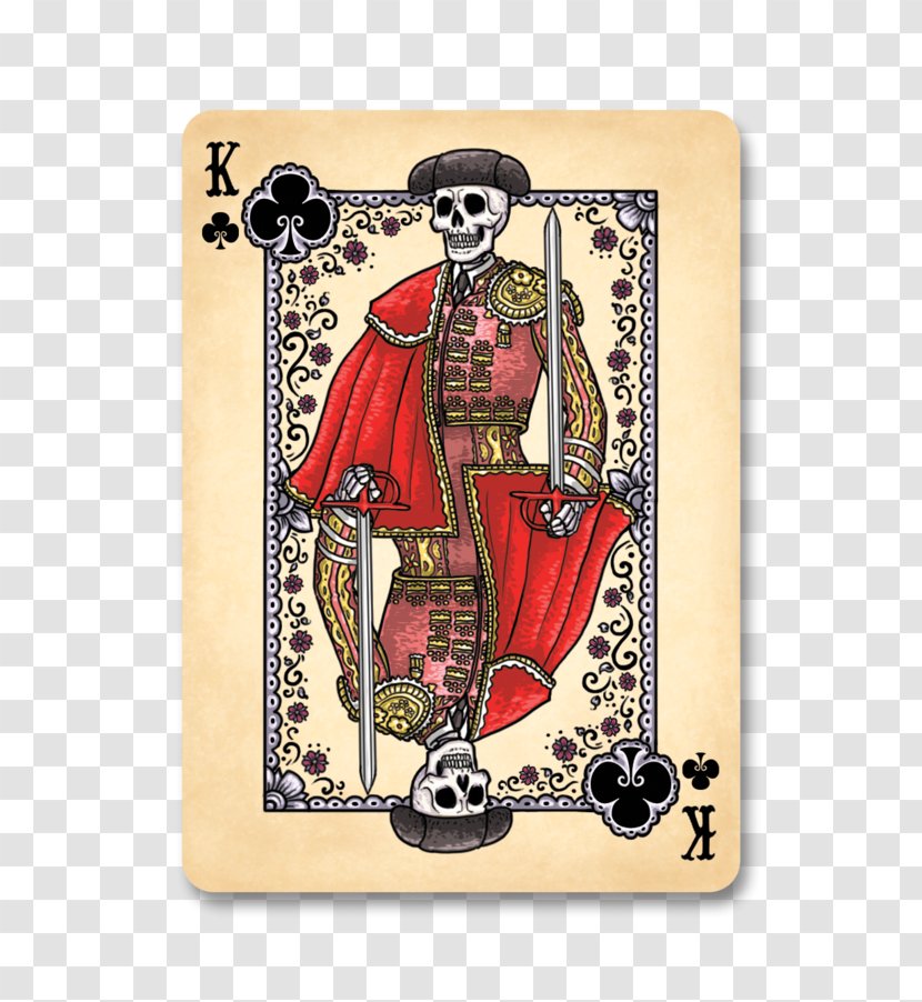 Bicycle Playing Cards Day Of The Dead Calavera King Clubs - Mexican Painted Skull Banner Transparent PNG