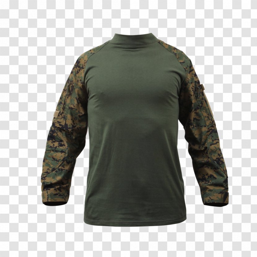 T-shirt Army Combat Shirt U.S. Woodland Uniform - Neck Transparent PNG