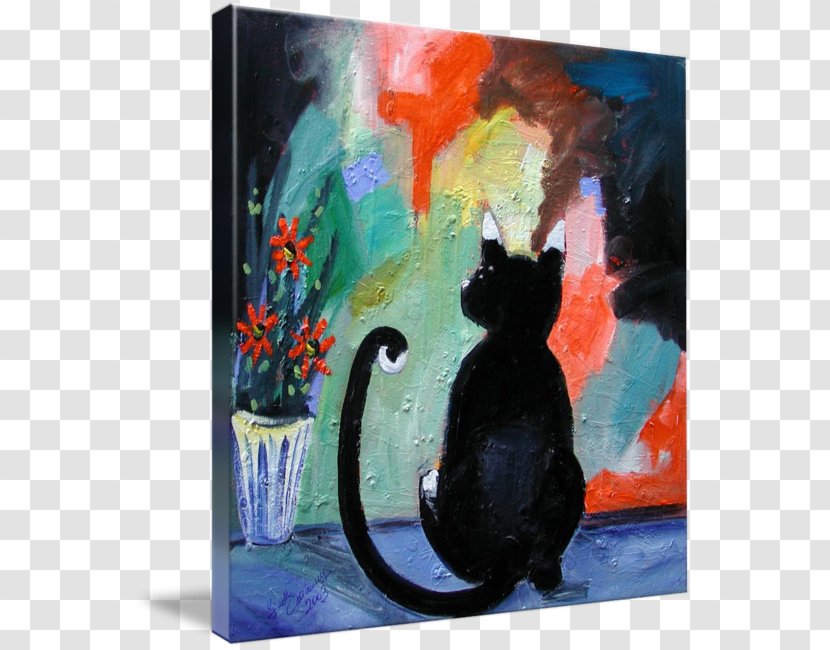 Black Cat Modern Art Acrylic Paint Painting - Painted Transparent PNG