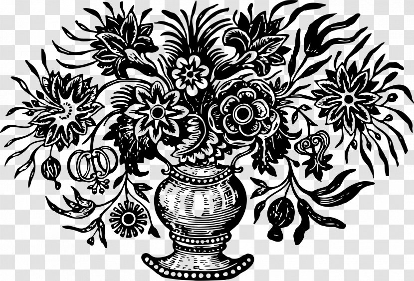 Black & White Drawing Vase Clip Art - Plant - Flower Transparent PNG