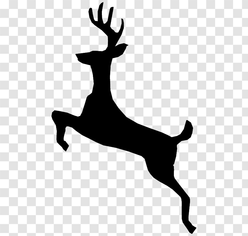 Reindeer Personalization Antler Silhouette Clip Art - Black And White - Jumping Jacks Transparent PNG