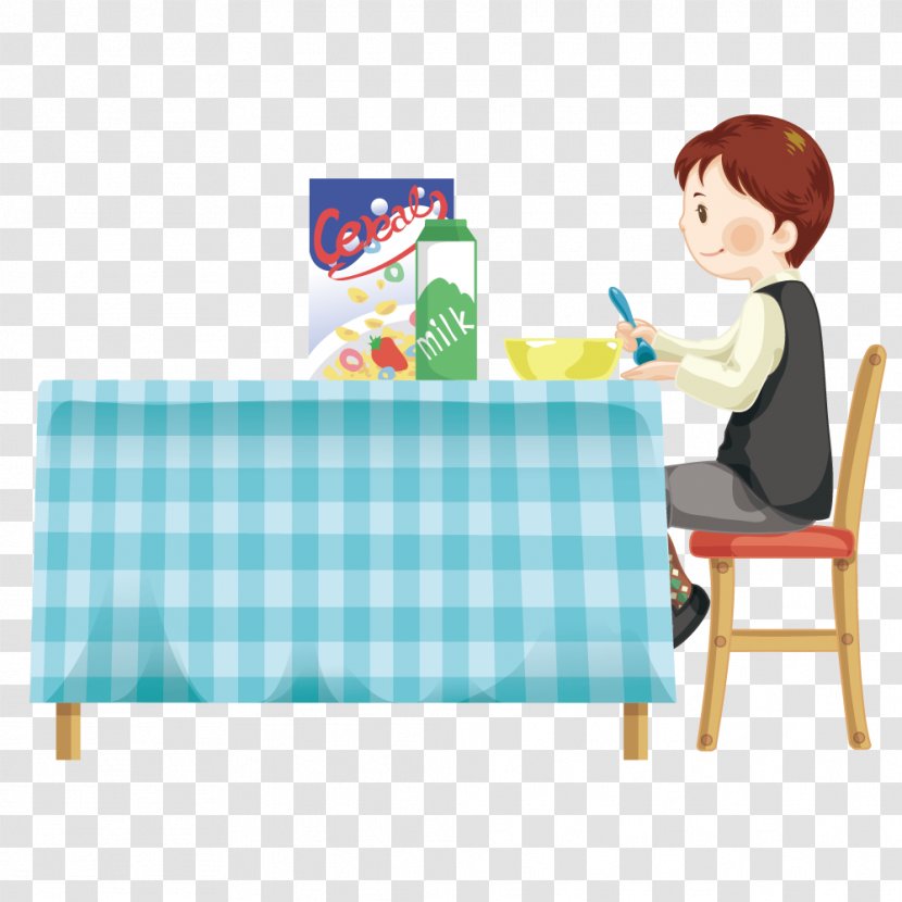 Breakfast Cartoon Illustration - Table - Boy Eating Transparent PNG