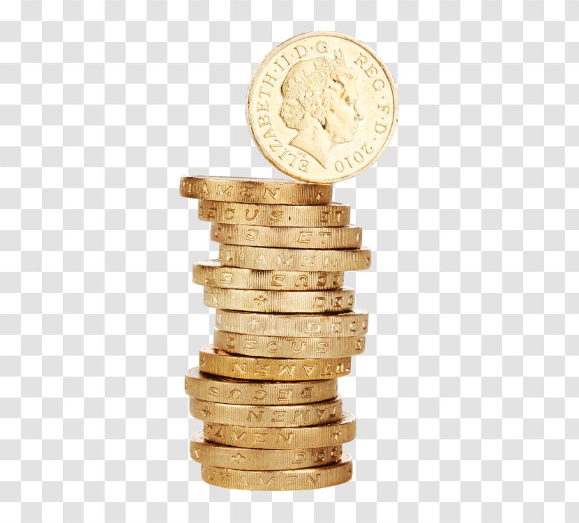 Gold Coin Stack Money - One Pound Transparent PNG