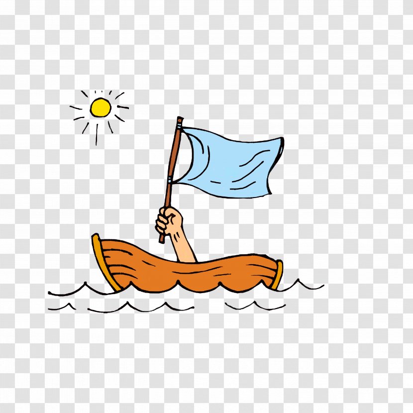 Royalty-free Cartoon Clip Art - A Hand With Flag On Ship Transparent PNG